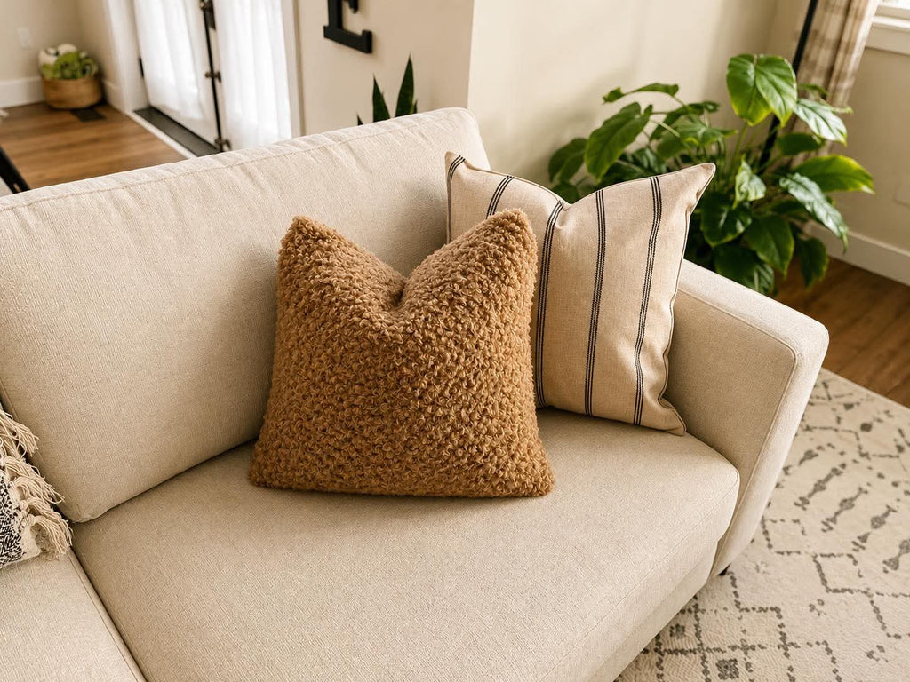 Neutral Woven Stripe Pillow Cover