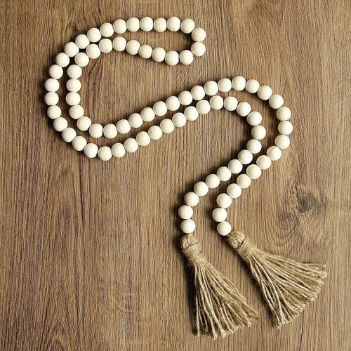Decorative Wooden Bead Garland with Tassels