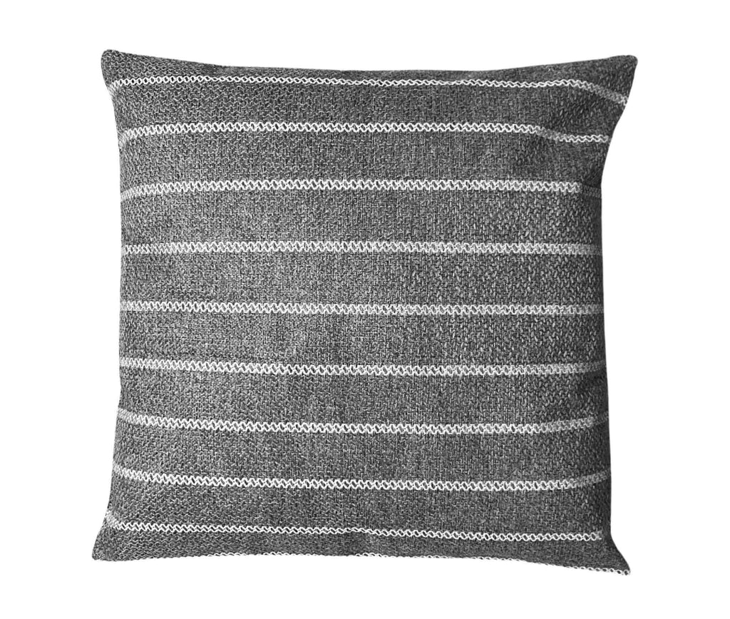 Charcoal Stripe Woven Pillow Cover