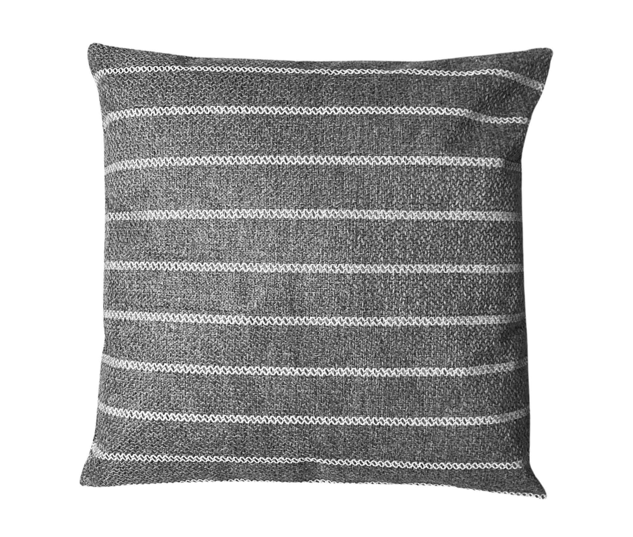 Charcoal Stripe Woven Pillow Cover