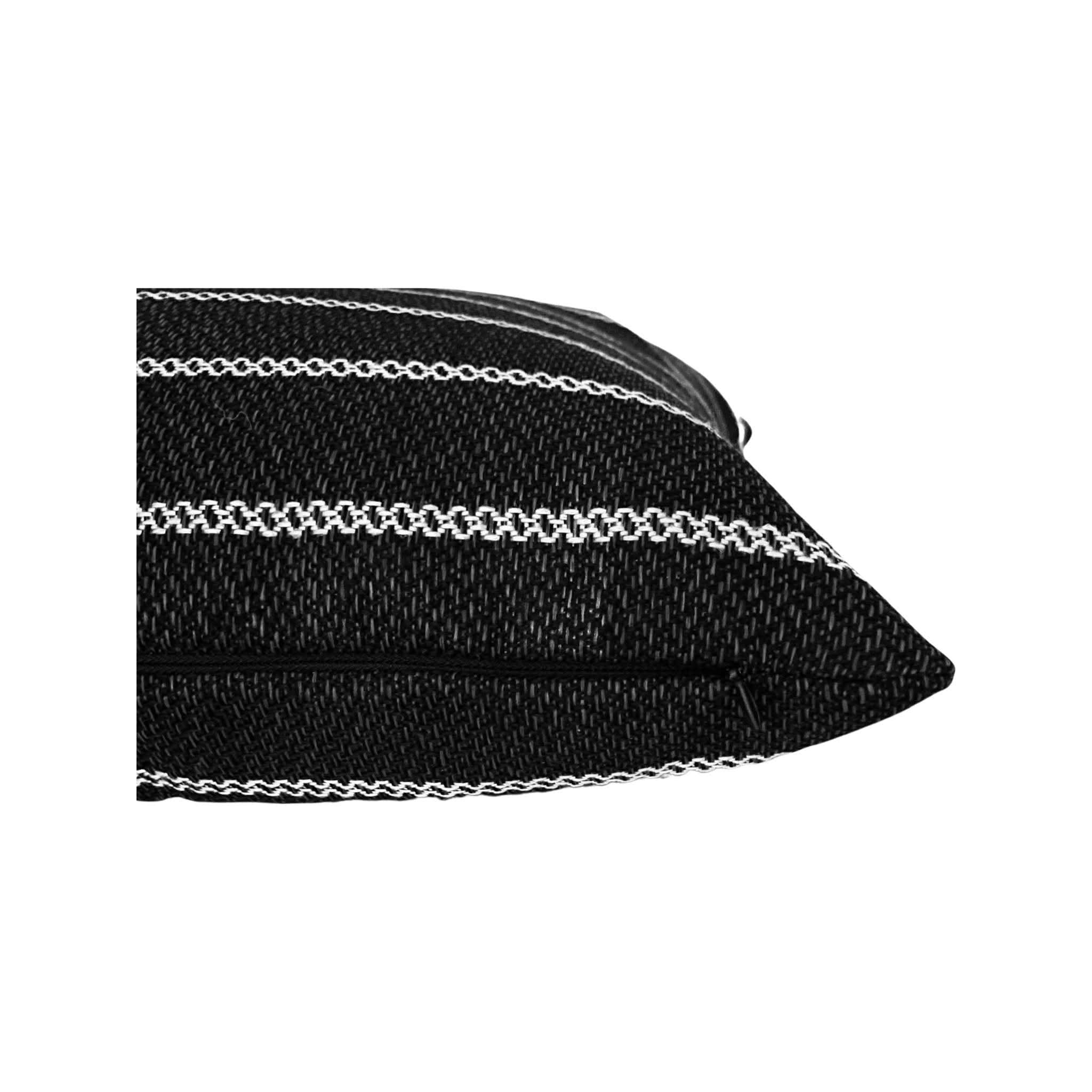Black Woven Stripe Pillow Cover