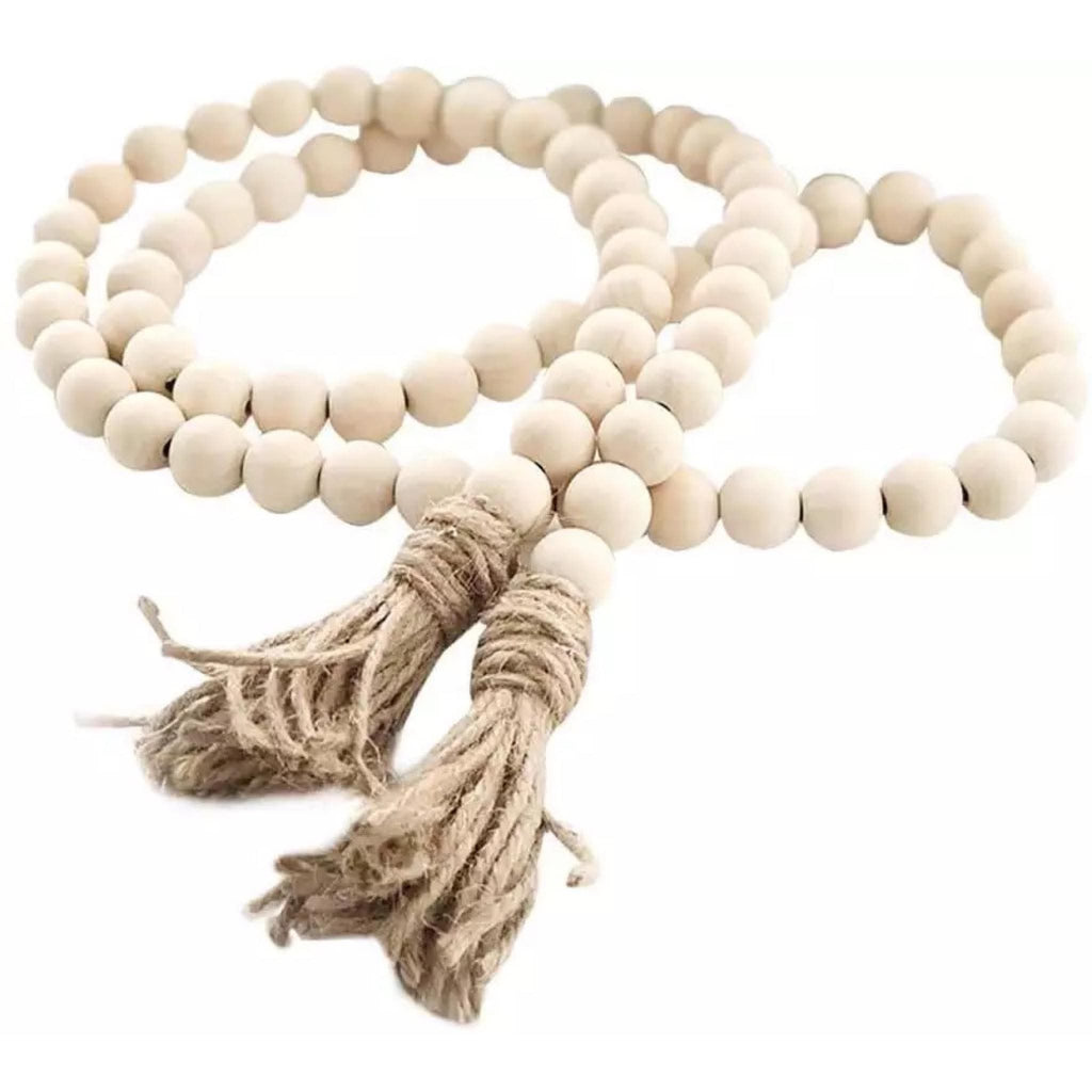 Decorative Wooden Bead Garland with Tassels