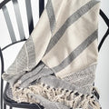 Handwoven Cream & Charcoal Turkish Throw Blanket