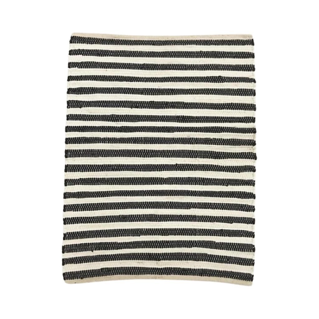 Black & Cream Handwoven Striped Accent Rug (2' x 3')