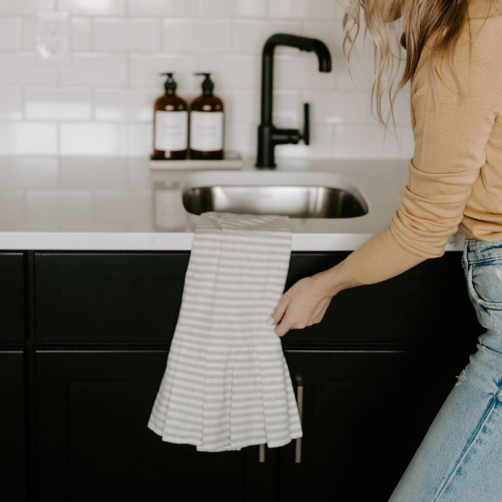 Neutral Striped Kitchen Towels – Single