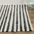 Black & Cream Handwoven Striped Accent Rug (2' x 3')