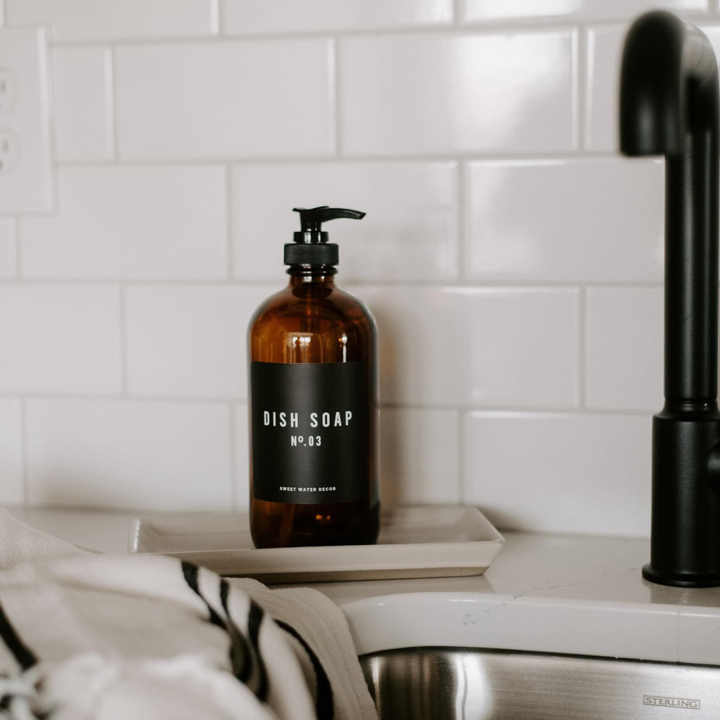 Amber Glass Dish Soap Dispenser