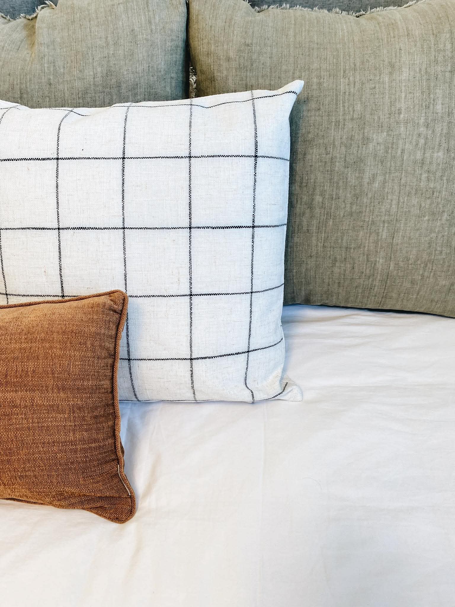 Neutral Grid Pillow Cover