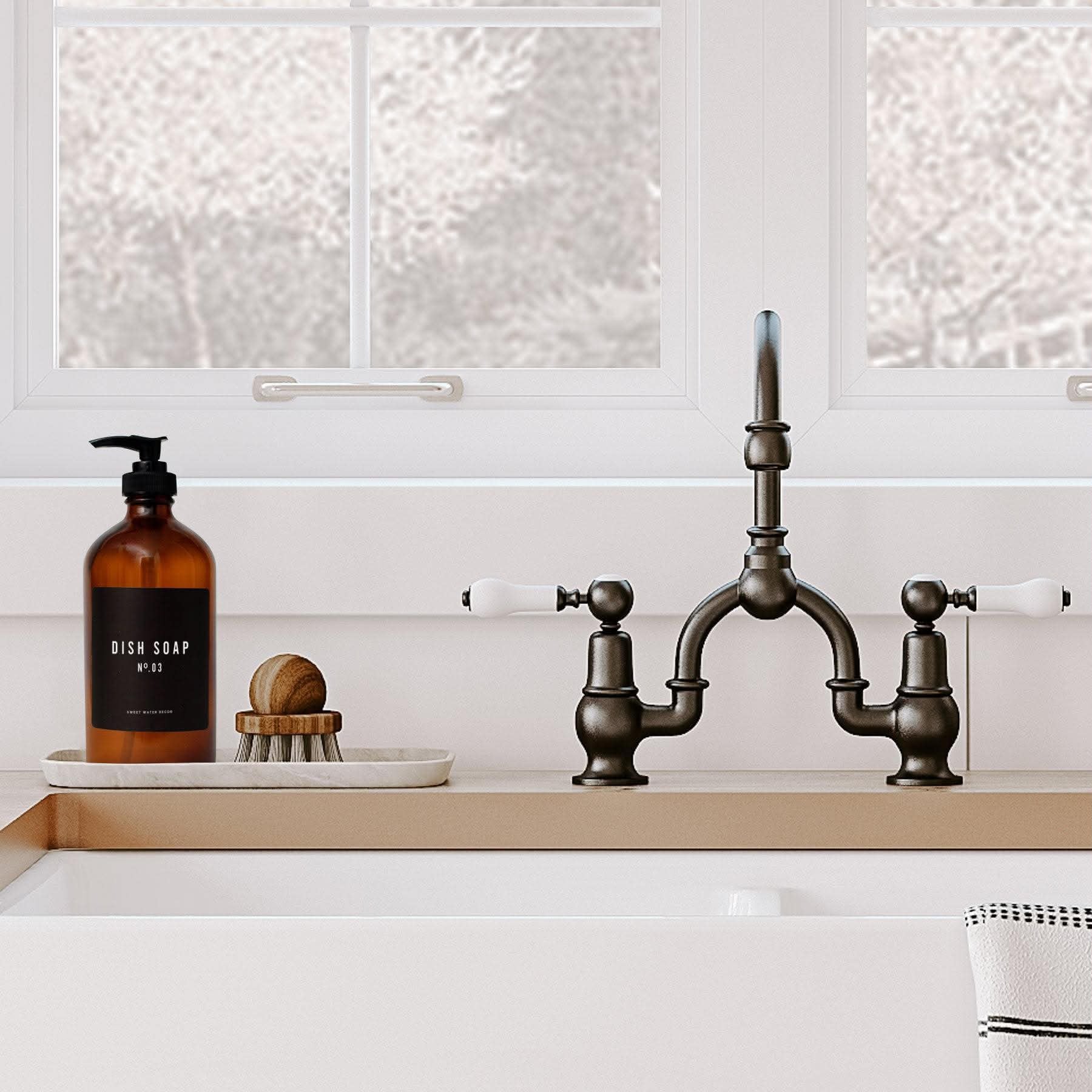 Amber Glass Dish Soap Dispenser