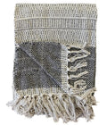 Handwoven Black & Cream Textured Throw Blanket