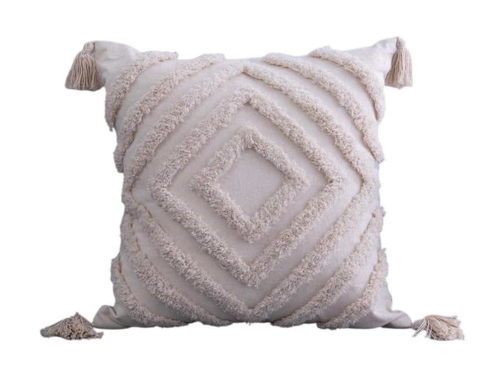 Boho Textured Tassel Pillow Cover