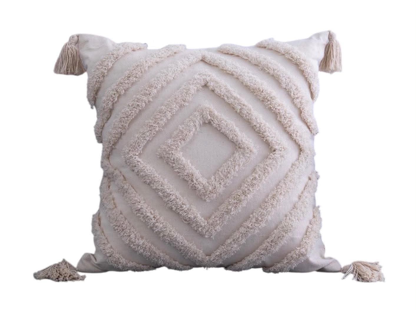 Boho Textured Tassel Pillow Cover