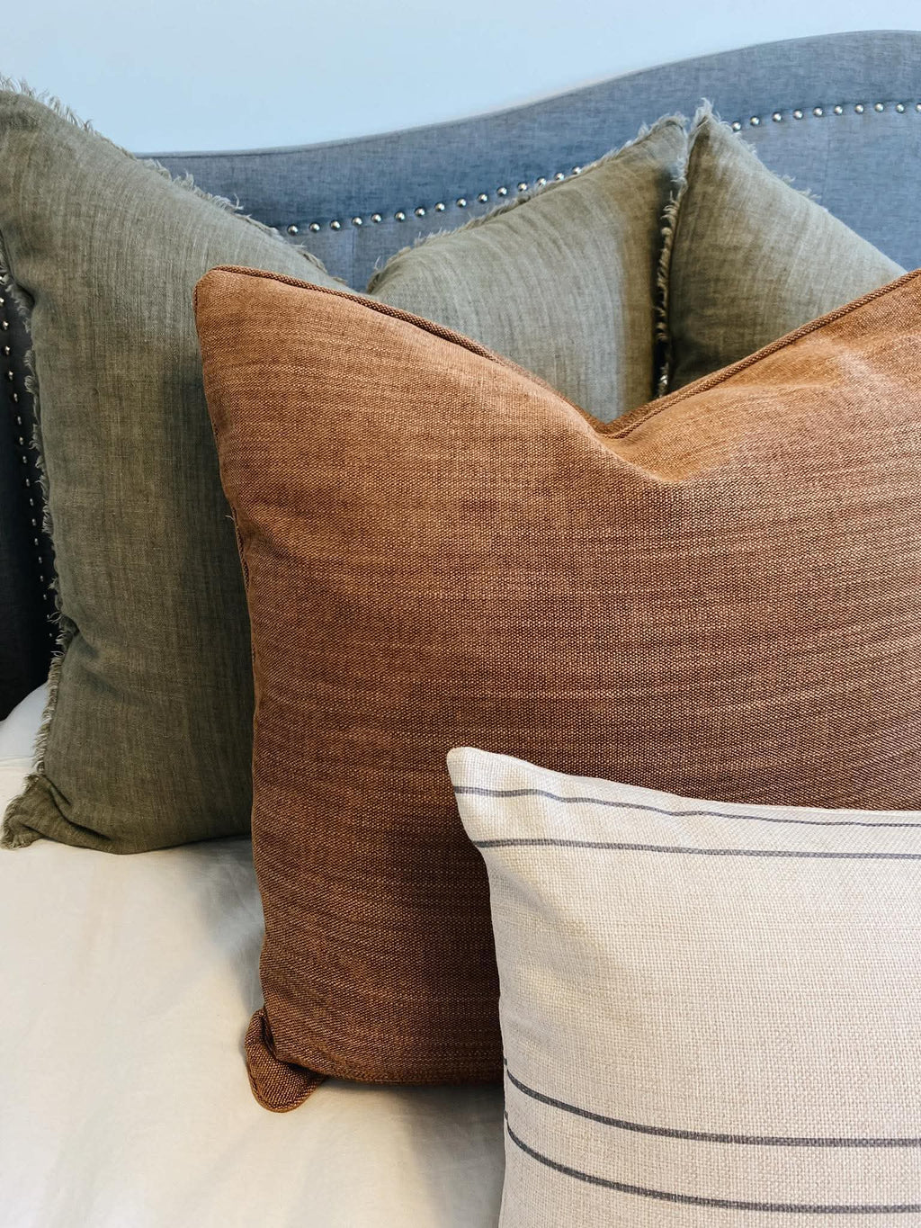 Neutral Stripe Lumbar Pillow Cover