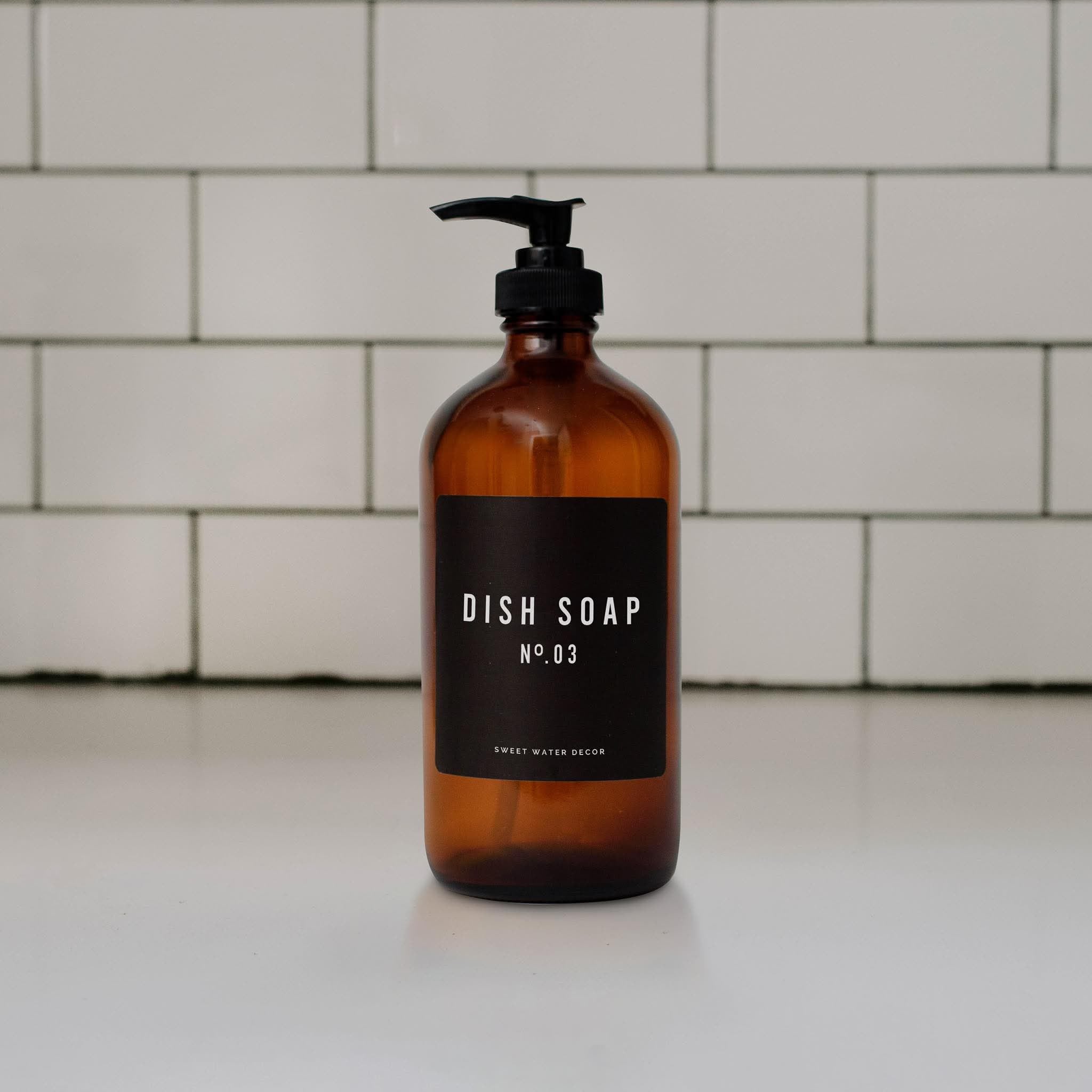 Amber Glass Dish Soap Dispenser