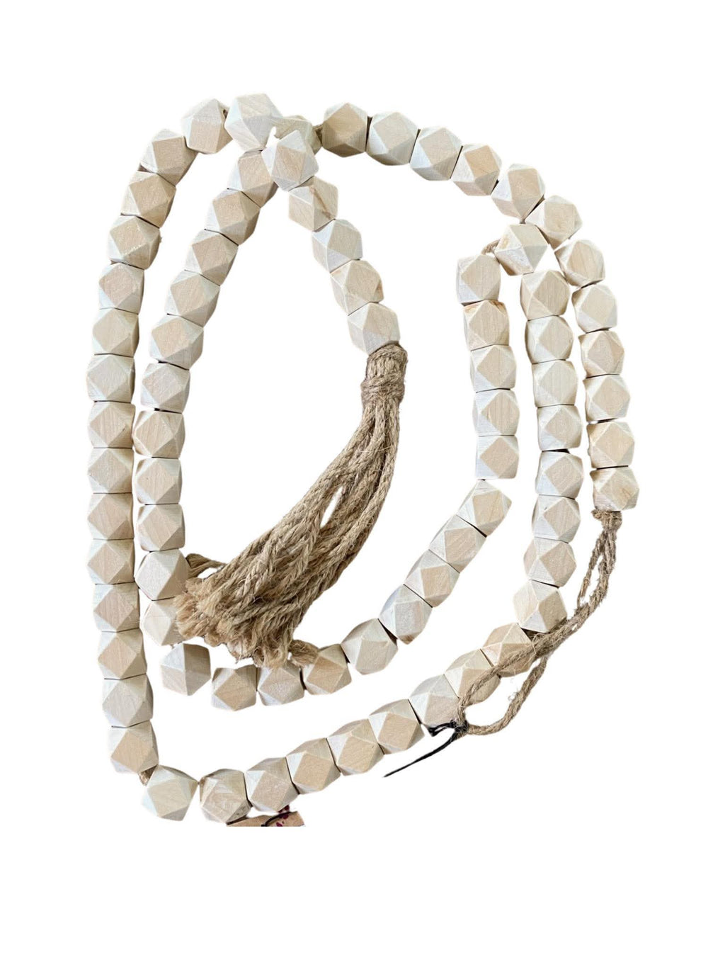 Natural Wood Bead Garland with Tassel