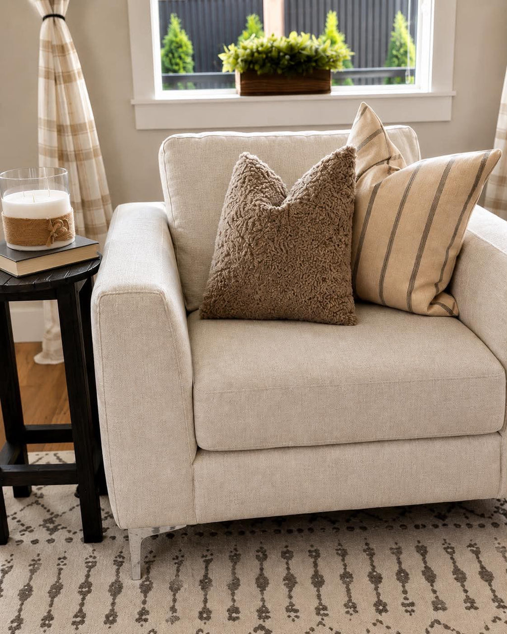Neutral Woven Stripe Pillow Cover