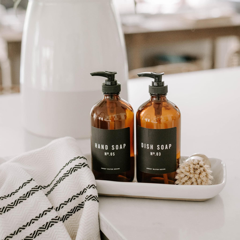 Amber Glass Dish Soap Dispenser