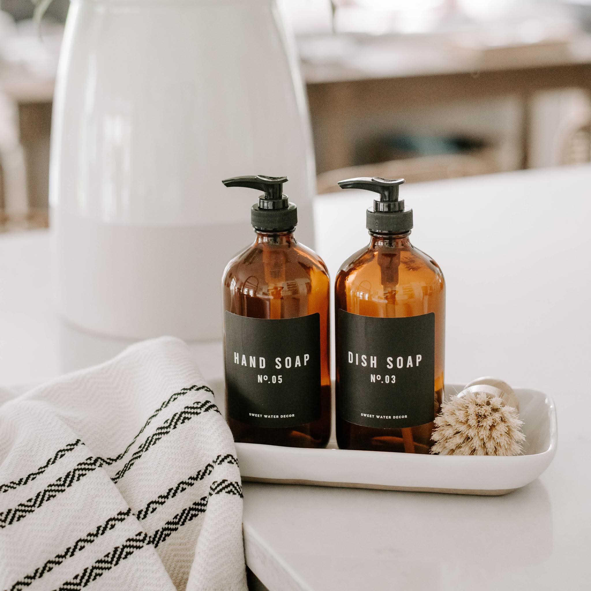 Amber Glass Dish Soap Dispenser