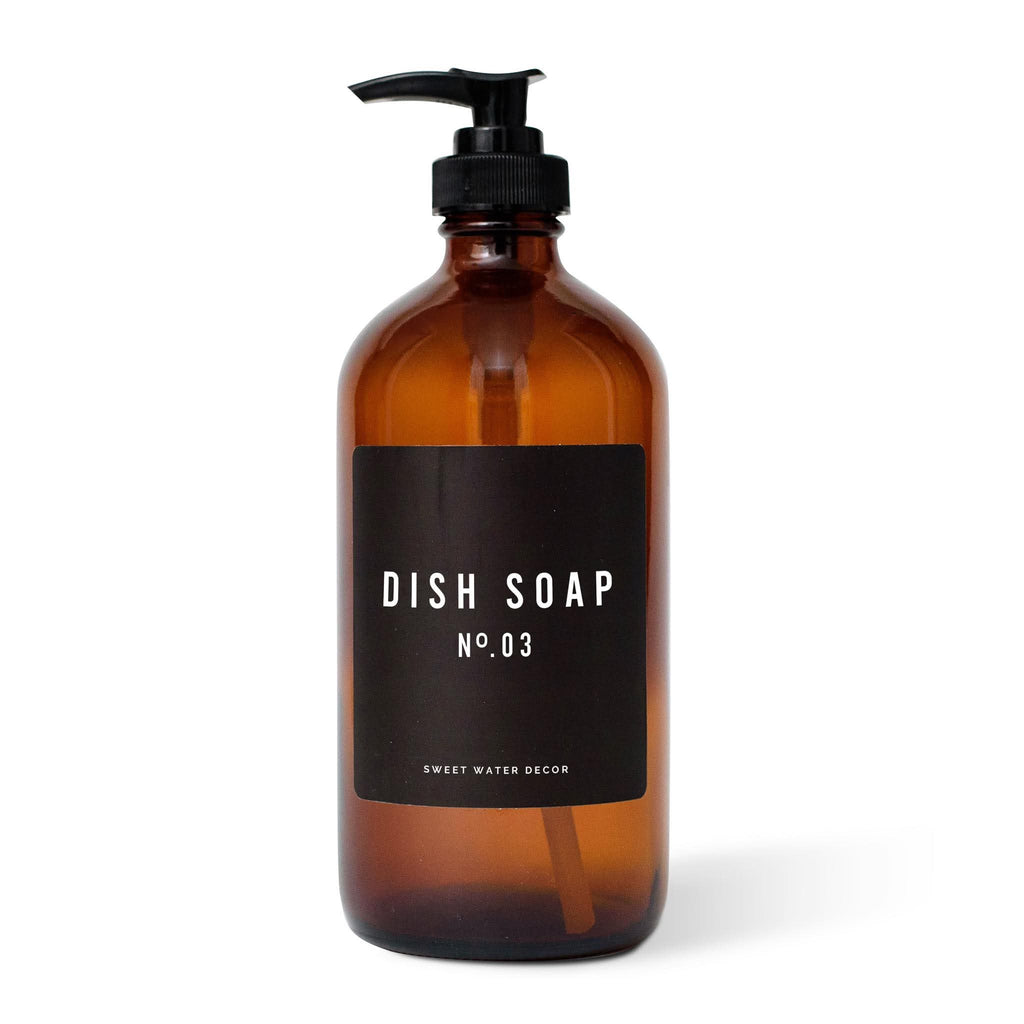 Amber Glass Dish Soap Dispenser