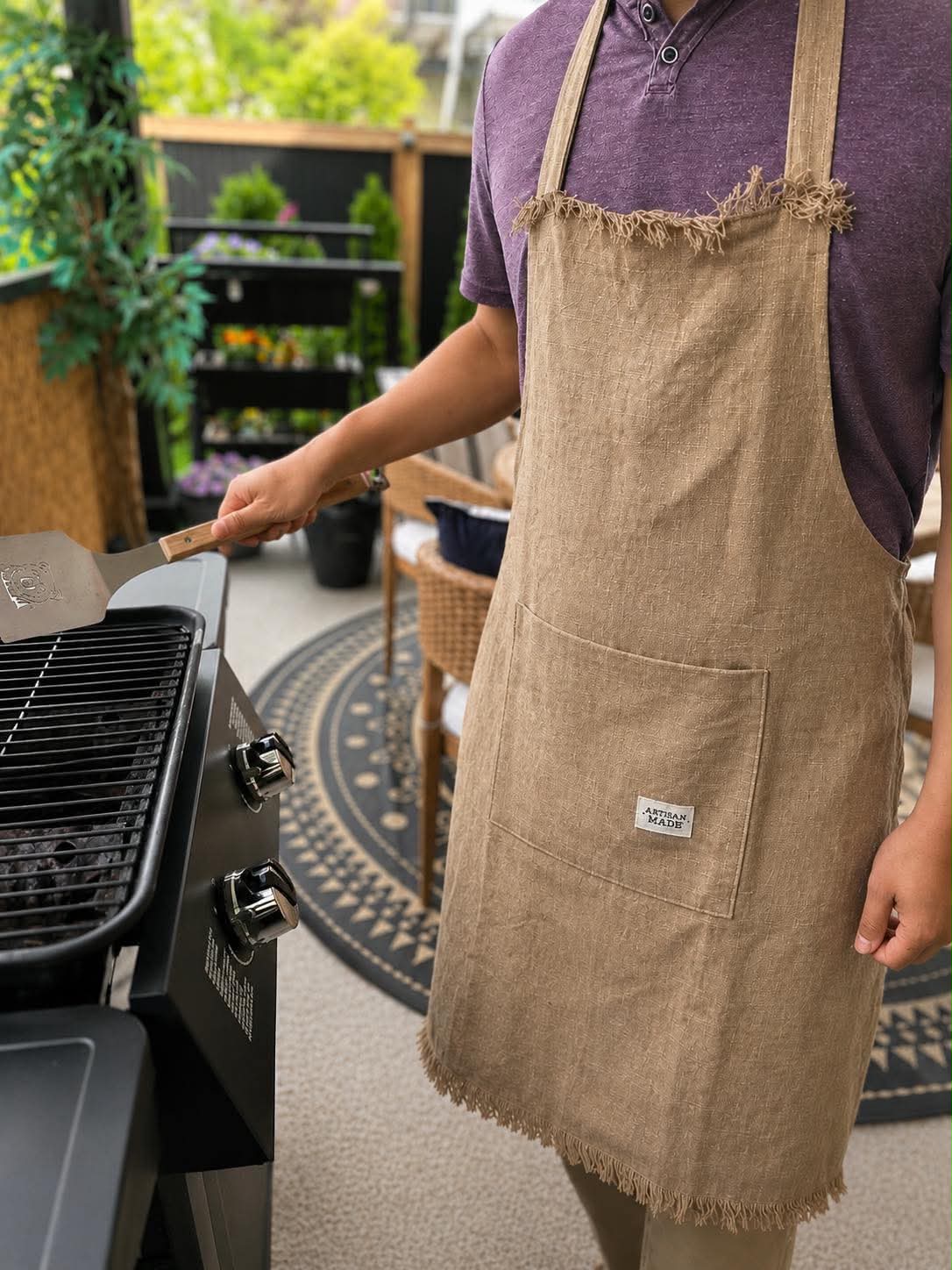 Rustic Linen Kitchen Apron