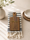 Turkish Dish Towel & Acacia Mini Board Gift Set - Black