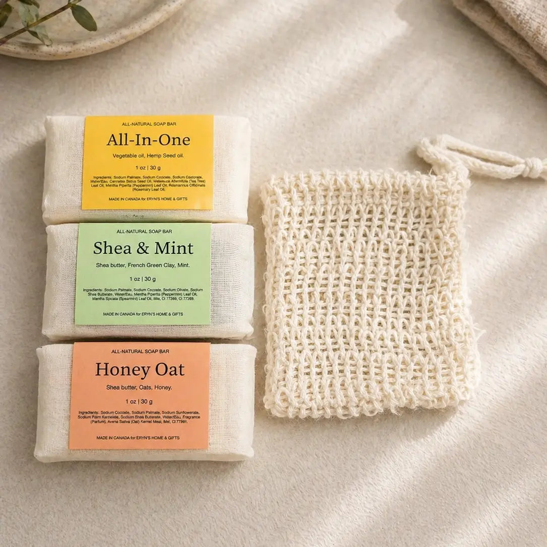 Mini Natural Soap Gift Set with Sisal Soap Saver